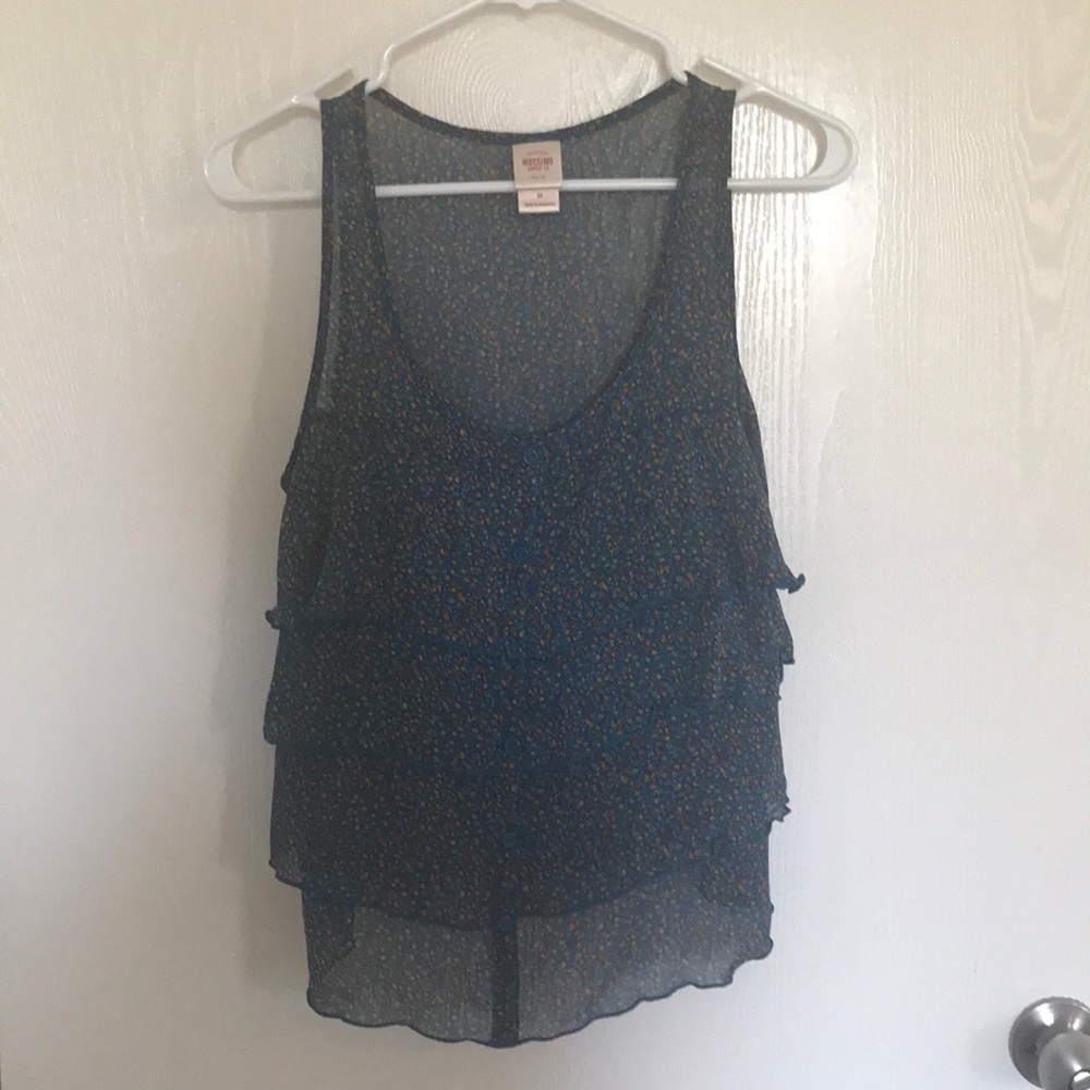 Mossimo Blue Floral Tiered Sheer Tank